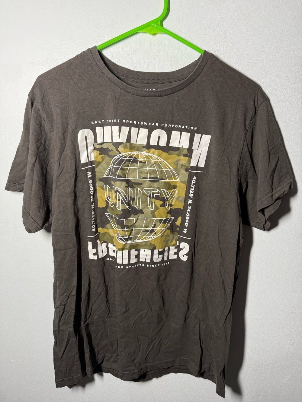 Primark Olive Green 'Unity' Graphic Short Sleeve Tee
